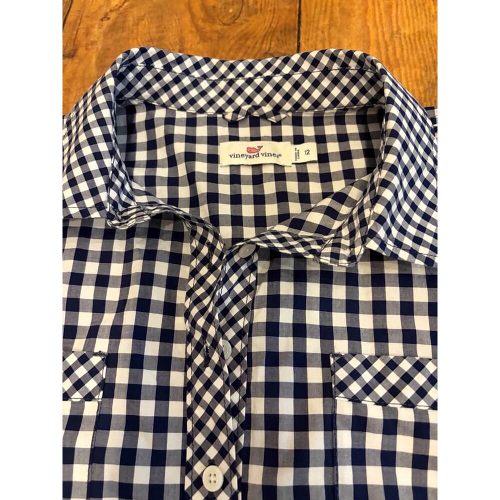 Sz 12 - Vineyard Vines Gingham Shirt Dress - Picture 7 of 9